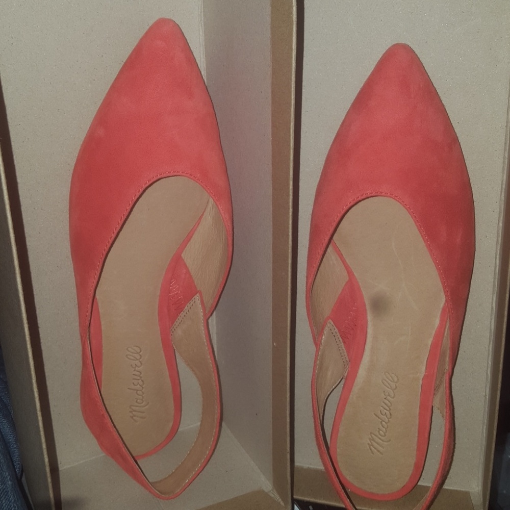 NIB Madewell Ava suede sling back flats
